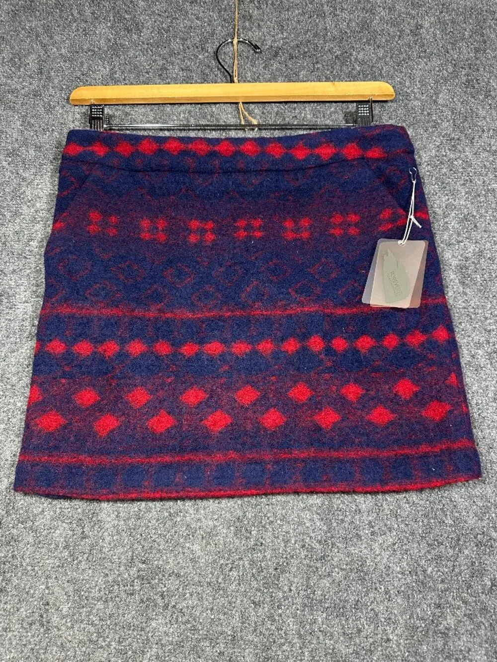 Forever 21 Skirt Womens Medium Wool Blend Pencil Lined NEW Navy Blue Red Pockets